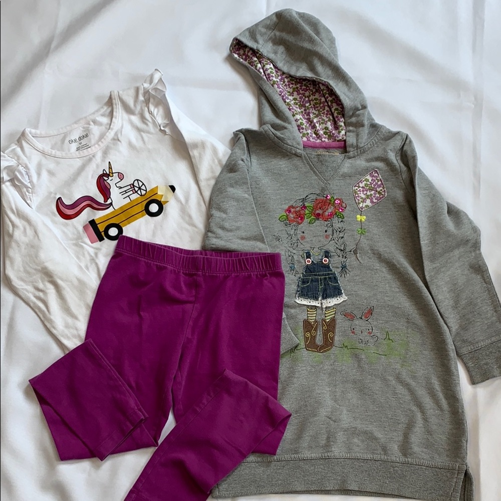 Gillian's Closet Long Sweatshirt, Okie Dokie Tee, Circo Leggings